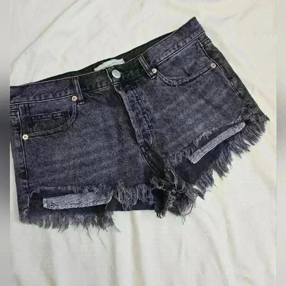We The Free Pants - Free People We The Free Cut Off Jean Short Black Raw Hem Denim Bottoms